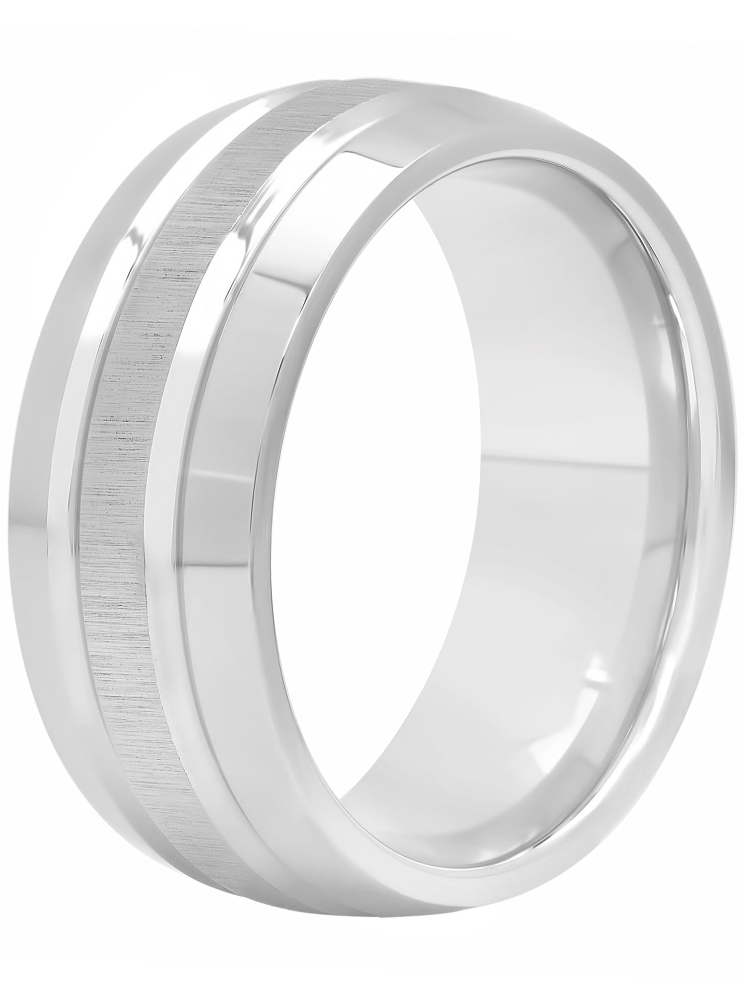 Men’s Gray Cobalt Domed Double Grooved Wedding Band - Mens Ring