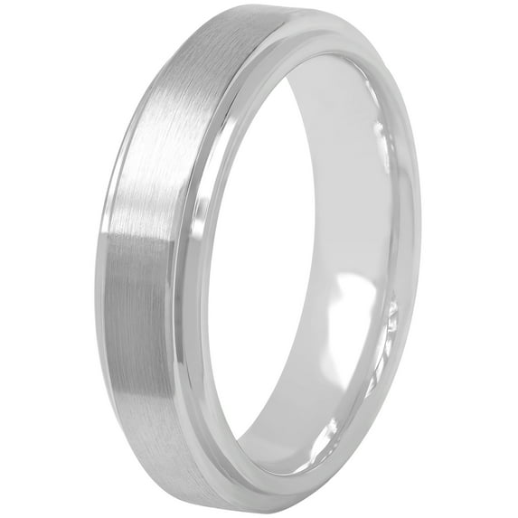 Men’s Gray Cobalt Step-Edge Satin Finish Wedding Band - Mens Ring