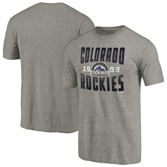Men's Gray Colorado Rockies Cooperstown Collection Antique Stack Tri-Blend T-Shirt