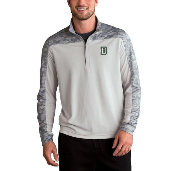 Men's Gray Dartmouth Big Green Vansport Pro Camo Block Quarter-Zip Jacket
