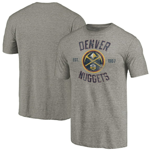 Men's Gray Denver Nuggets Team Heritage Tri-Blend T-Shirt