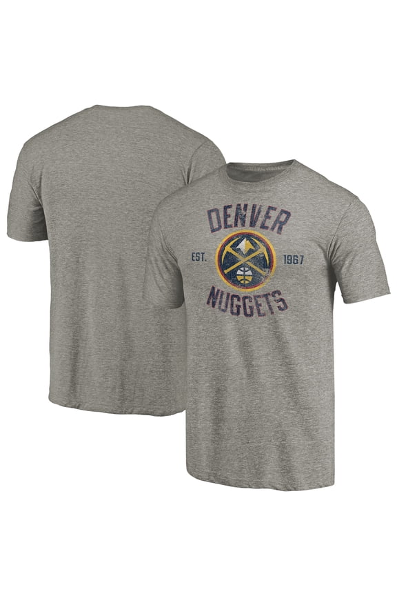 Men's Gray Denver Nuggets Team Heritage Tri-Blend T-Shirt