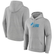 Men's Gray Detroit Lions Primary Logo Team Lockup Fitted Pullover Hoodie