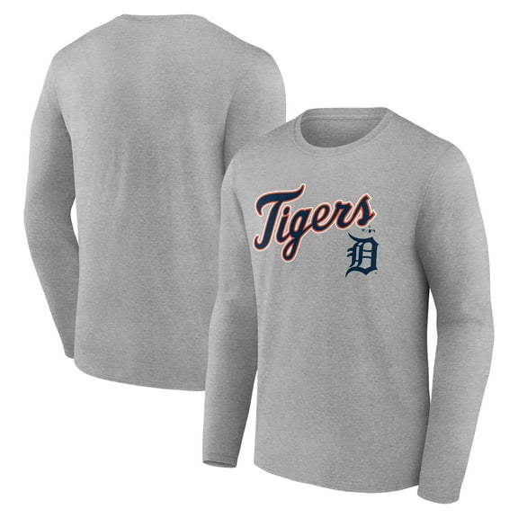 Men's Gray Detroit Tigers Team Lockup Long Sleeve T-Shirt