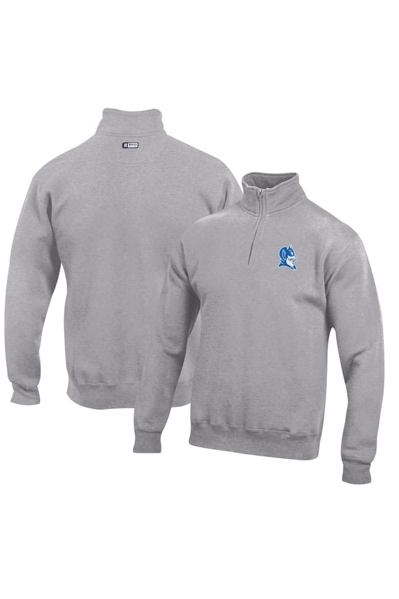 Men's Gray Duke Blue Devils Big Cotton Quarter-Zip Pullover Sweatshirt