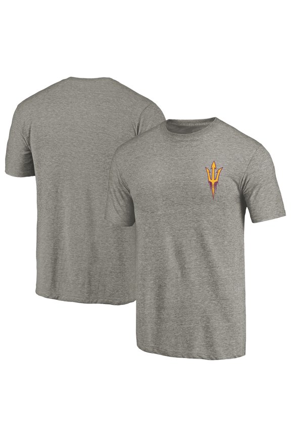Men's Gray Heather Arizona State Sun Devils Left Chest Distressed Logo Tri-Blend T-Shirt