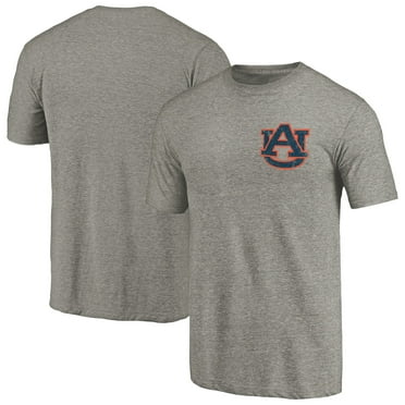 Men's Gray Heather Auburn Tigers Left Chest Distressed Logo Tri-Blend T-Shirt