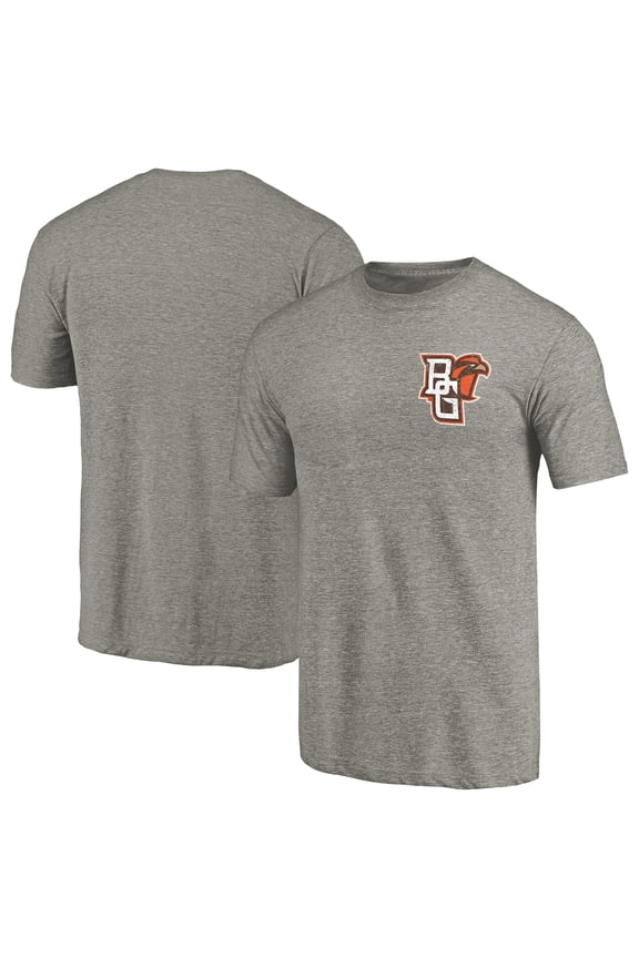 Men's Gray Heather Bowling Green Falcons Left Chest Distressed Logo Tri-Blend T-Shirt