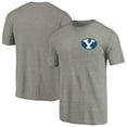 thumbnail image 1 of Men's Gray Heather Brigham Young Cougars Left Chest Distressed Logo Tri-Blend T-Shirt, 1 of 3