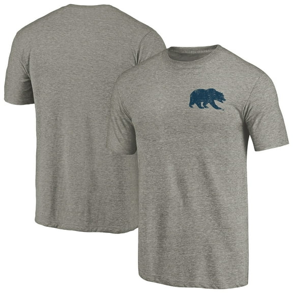 Men's Gray Heather California Bears Left Chest Distressed Logo Tri-Blend T-Shirt