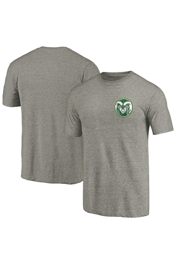 Men's Gray Heather Colorado State Rams Left Chest Distressed Logo Tri-Blend T-Shirt