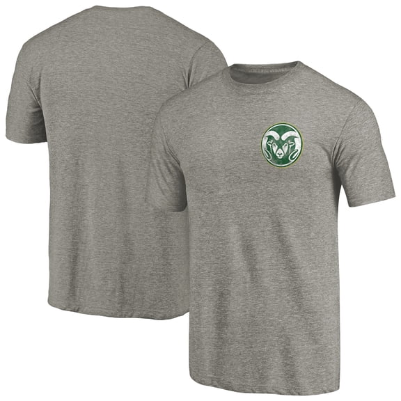 Men's Gray Heather Colorado State Rams Left Chest Distressed Logo Tri-Blend T-Shirt