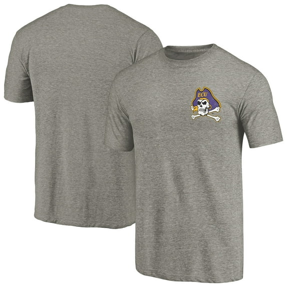 Men's Gray Heather East Carolina Pirates Left Chest Distressed Logo Tri-Blend T-Shirt