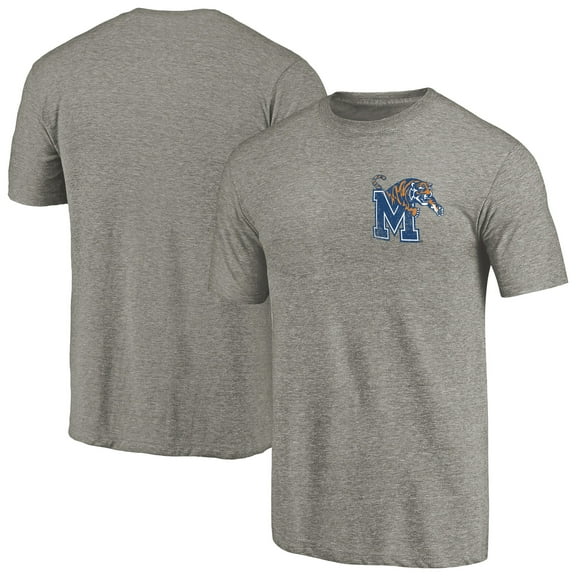 Men's Gray Heather Memphis Tigers Left Chest Distressed Logo Tri-Blend T-Shirt