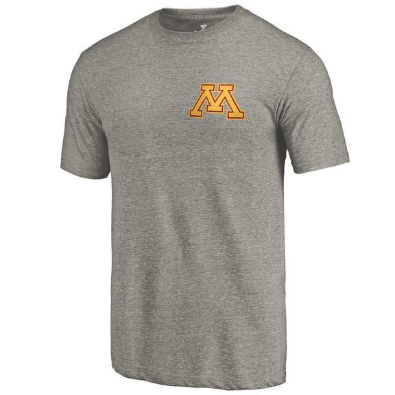 Men's Gray Heather Minnesota Golden Gophers Left Chest Distressed Logo Tri-Blend T-Shirt