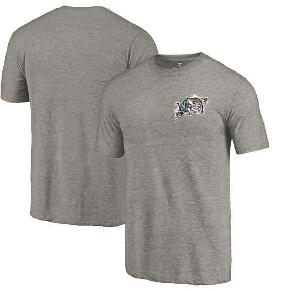 Men's Gray Heather Navy Midshipmen Left Chest Distressed Logo Tri-Blend T-Shirt