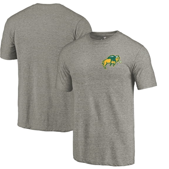 Men's Gray Heather North Dakota State Bison Left Chest Distressed Logo Tri-Blend T-Shirt