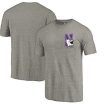 Men's Gray Heather Northwestern Wildcats Left Chest Distressed Logo Tri-Blend T-Shirt