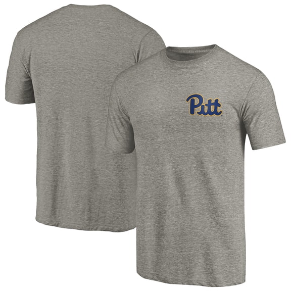 Men's Gray Heather Pittsburgh Panthers Left Chest Distressed Logo Tri-Blend T-Shirt
