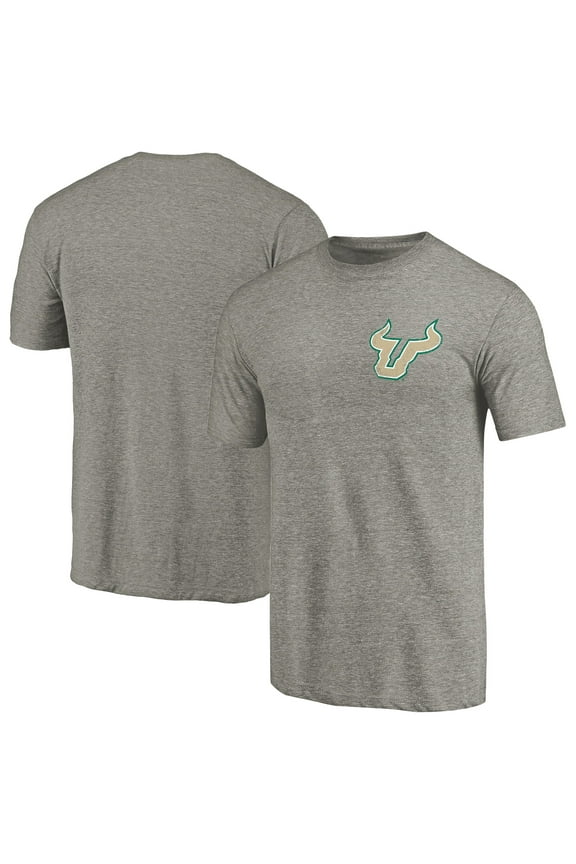 Men's Gray Heather South Florida Bulls Left Chest Distressed Logo Tri-Blend T-Shirt