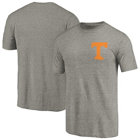 Men's Gray Heather Tennessee Vols Left Chest Distressed Logo Tri-Blend T-Shirt