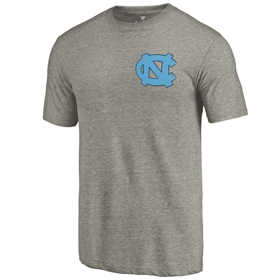 Men's Gray Heather UNC Tar Heels Left Chest Distressed Logo Tri-Blend T-Shirt