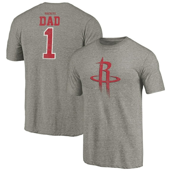 Men's Gray Houston Rockets Greatest Dad Tri-Blend T-Shirt