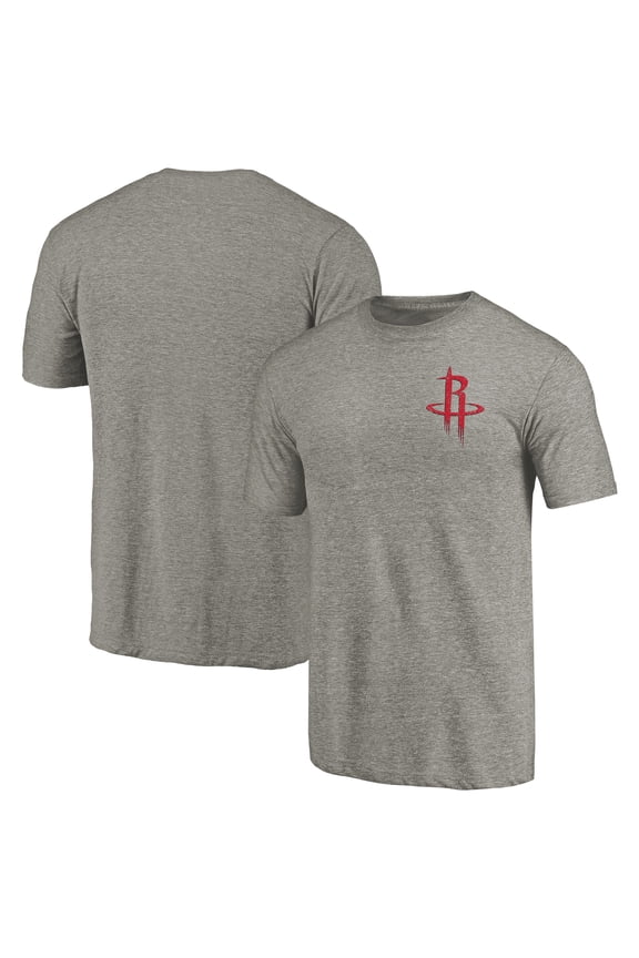 Men's Gray Houston Rockets Primary Logo Left Chest Distressed Tri-Blend T-Shirt