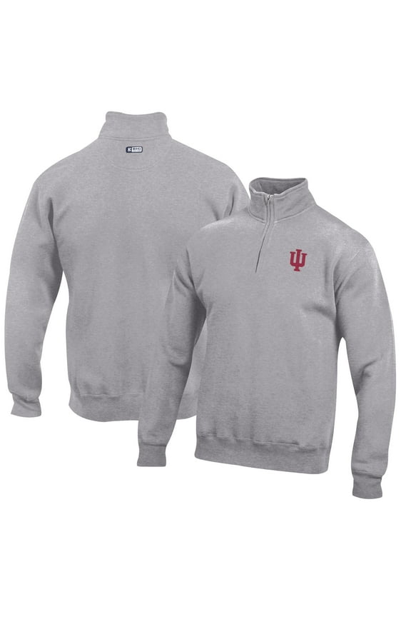 Men's Gray Indiana Hoosiers Big Cotton Quarter-Zip Pullover Sweatshirt