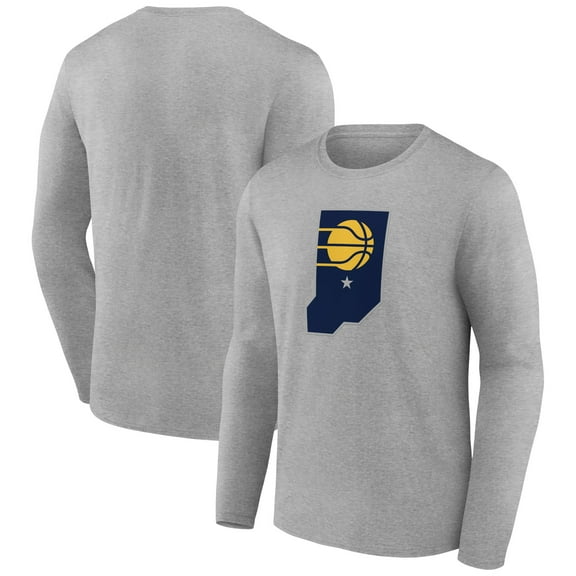 Men's Gray Indiana Pacers Alternate Logo Long Sleeve T-Shirt