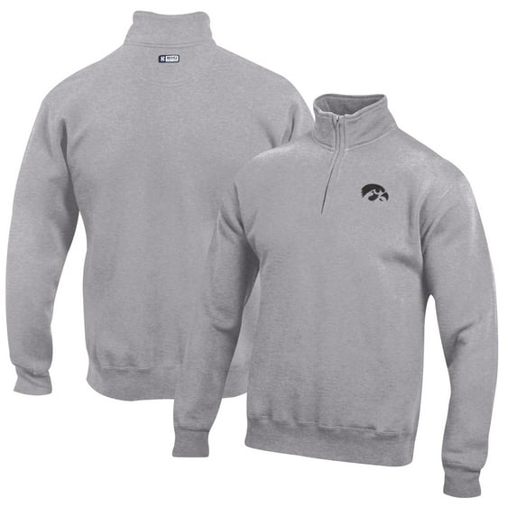Men's Gray Iowa Hawkeyes Big Cotton Quarter-Zip Pullover Sweatshirt