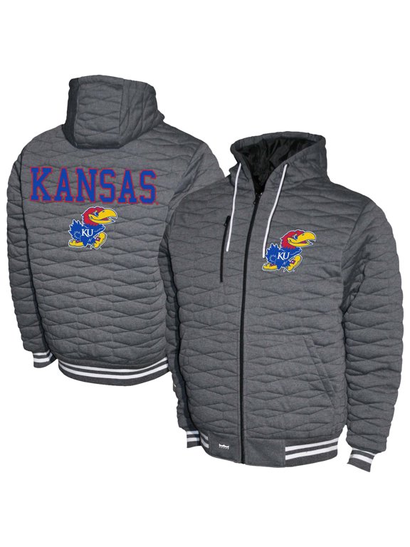 Men's Gray Kansas Jayhawks Quilted Full-Zip Hooded Jacket