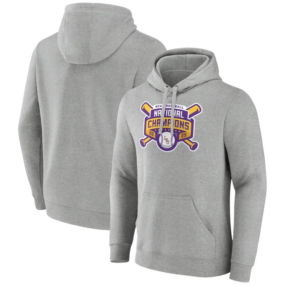 Men's Gray LSU Tigers 2025 NCAA Baseball Men's College World Series Champions Pullover Hoodie
