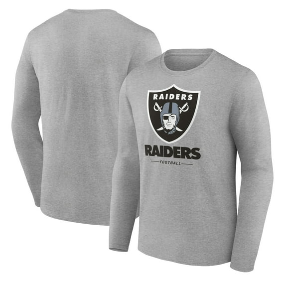 Men's Gray Las Vegas Raiders Logo Team Lockup Long Sleeve T-Shirt