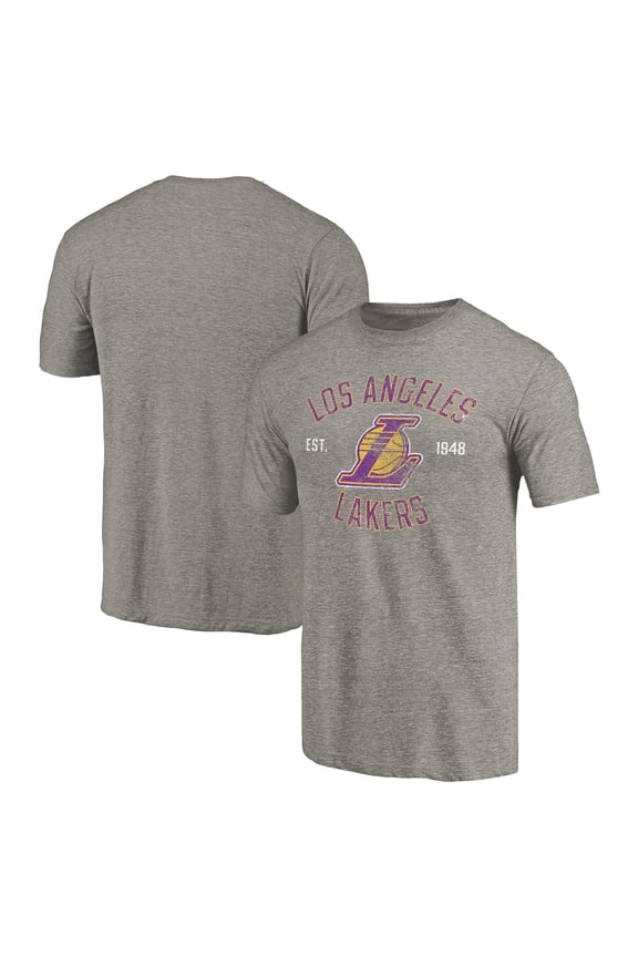 Men's Gray Los Angeles Lakers Team Heritage Tri-Blend T-Shirt