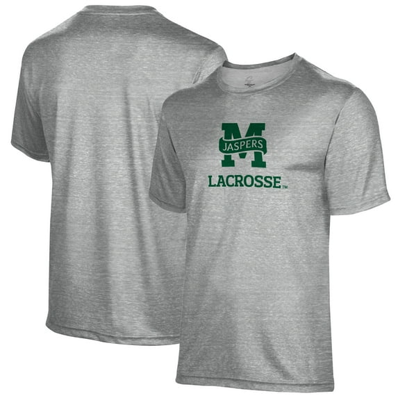 Men's Gray Manhattan Jaspers Lacrosse Name Drop T-Shirt