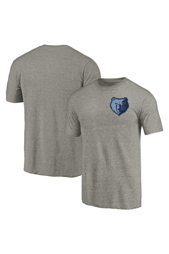 Men's Gray Memphis Grizzlies Primary Logo Left Chest Distressed Tri-Blend T-Shirt