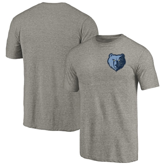 Men's Gray Memphis Grizzlies Primary Logo Left Chest Distressed Tri-Blend T-Shirt