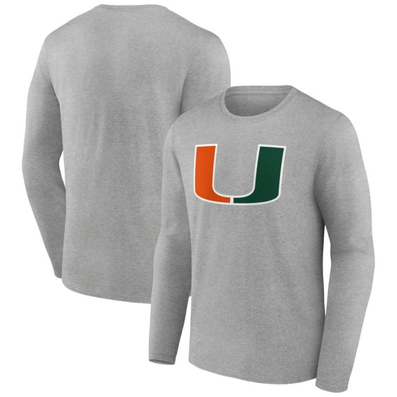 Men's Gray Miami Hurricanes Logo Long Sleeve T-Shirt