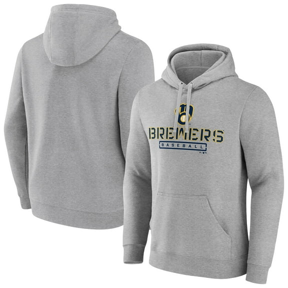 Men's Gray Milwaukee Brewers Evanston Stencil Pullover Hoodie