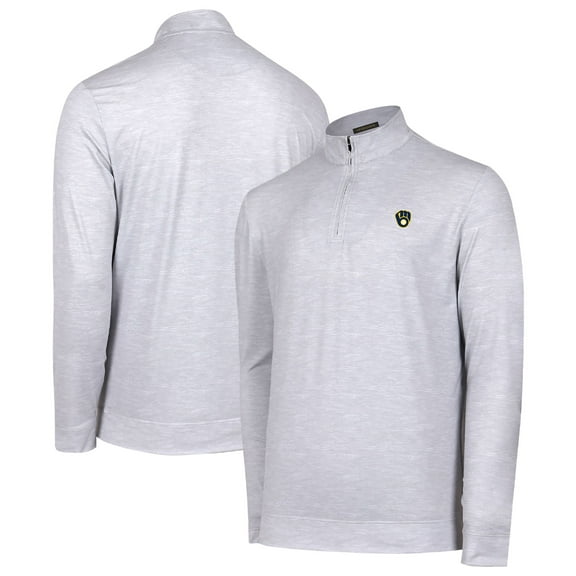 Men's Gray Milwaukee Brewers Sublime Tri-Blend Quarter-Zip Jacket