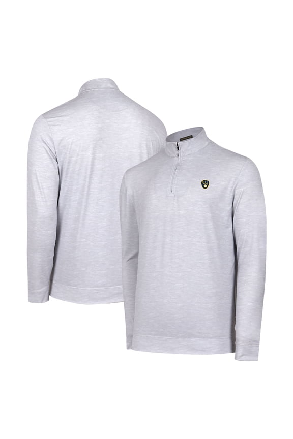 Men's Gray Milwaukee Brewers Sublime Tri-Blend Quarter-Zip Jacket