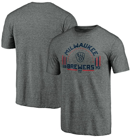 Men's Gray Milwaukee Brewers Team Freedom Tri-Blend T-Shirt