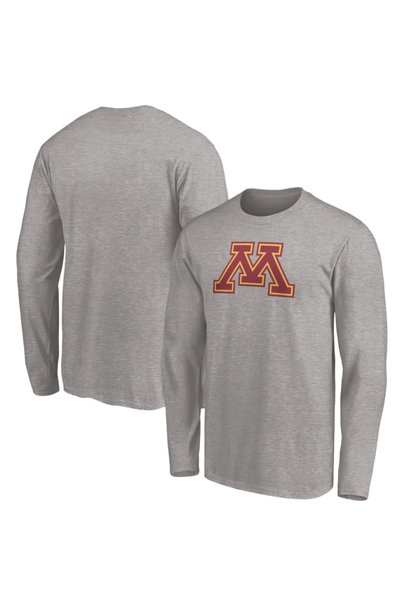 Men's Gray Minnesota Golden Gophers Primary Logo Long Sleeve T-Shirt