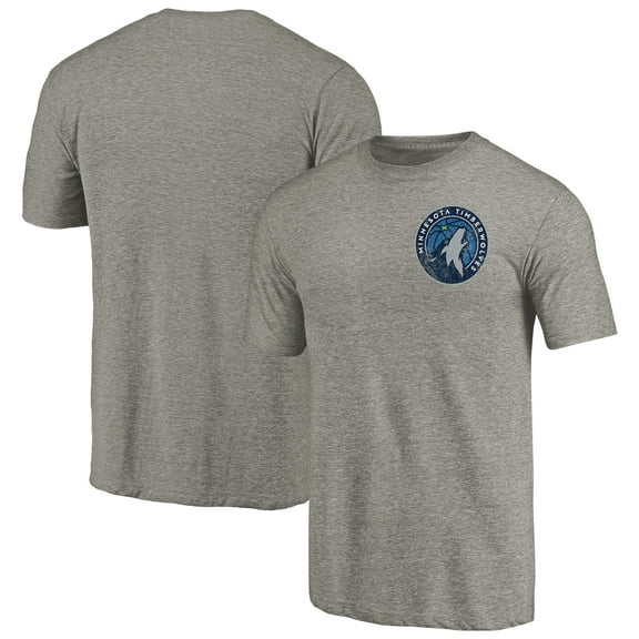 Men's Gray Minnesota Timberwolves Primary Logo Left Chest Distressed Tri-Blend T-Shirt