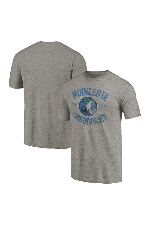 Men's Gray Minnesota Timberwolves Team Heritage Tri-Blend T-Shirt