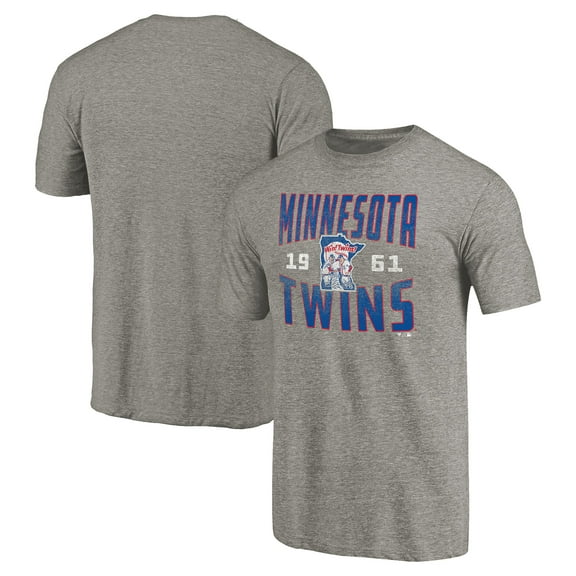 Men's Gray Minnesota Twins Cooperstown Collection Antique Stack Tri-Blend T-Shirt