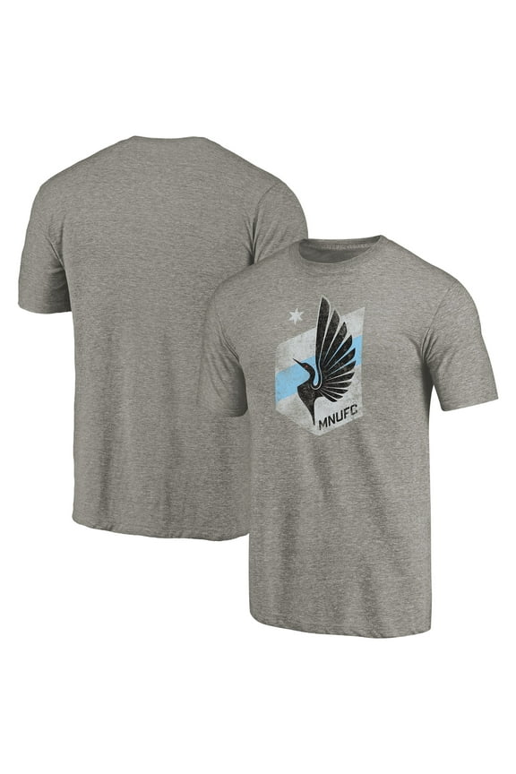 Men's Gray Minnesota United FC Distressed Primary Logo Tri-Blend T-Shirt