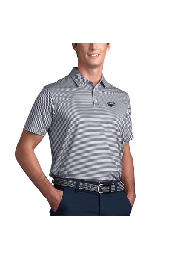 Men's Gray Nevada Wolf Pack Pro Tonal Micro-Stripe Polo