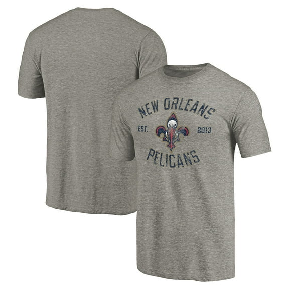 Men's Gray New Orleans Pelicans Team Heritage Tri-Blend T-Shirt